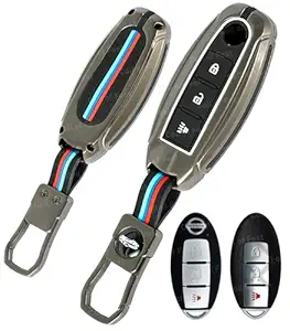 Coll of Fest® Metal Silicon Key Cover Compatible for Nissan Micra, Sunny, Teana 3 Button Smart Key Cover Metal & Silicon Protection Special Feature Visible in Low-Light Conditions