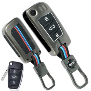 Coll of Fest® Metal Silicon Key Cover Compatible for Audi A1, A3, A6, Q2, Q3, Q7, TT, TTS, R8, S3, S6, RS3 3 Button Flip Key Metal & Silicone Protection Special Feature Visible in low-light Conditions