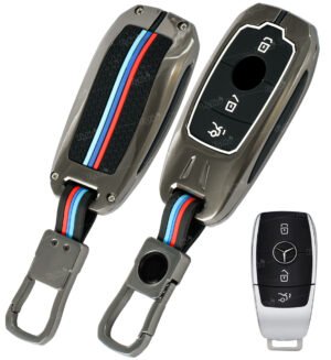 Coll of Fest Metal Silicon Key Cover Compatible with Mercedes Benz E - Class S - Class A - Class C - Class G - Class 2020 Onwards 3 Button New Smart Key Special Feature Visible in Low-Light Condition