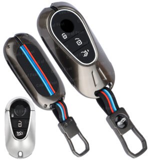 Coll of Fest Metal Silicon Key Cover Compatible with Mercedes Benz E - Class S - Class A - Class C - Class G - Class 2020 Onwards 3 Button New Smart Key Special Feature Visible in Low-Light Condition