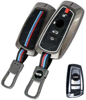 Coll of Fest Metal Silicon Key Cover Compatible with BMW X-Series | 3-Series | 5-Series | 7-Series 4 Button Smart Key Special Feature Visible in low-light Condition