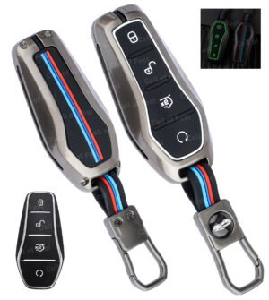 Coll of Fest Metal Silicon Key Cover Compatible with BYD Atto-3 3 Button Smart Key Special Feature Visible in Low-Light Conditions