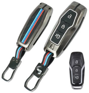 Coll of Fest® Metal Silicon Key Cover Compatible for Ford Aspire Figo Endeavour New EcoSport New Fiesta 2ND 3 Button Metal & Silicone Protection Special Feature Visible in Low-Light Conditions