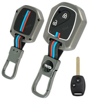 Coll of Fest Metal Silicon Key Cover Compatible with Honda Civic, Jazz, City, Brio, Amaze, WR-V, CR-V (2006-2015) 2 Button Full Metal Protections Special Feature Visible in Low-Light Conditions