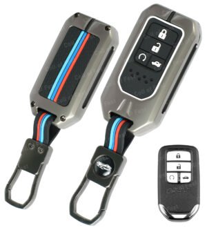 Coll of Fest® Metal Silicon Key Cover Compatible for Honda City | Civic 2023 2024 4 Button Smart Key Metal & Silicon Protection Special Feature Visible in Low-Light Conditions