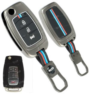 Coll of Fest® Metal Silicon Key Cover Compatible for Mahindra XUV300, Alturas G4 Flip Smart Key Cover Metal & Silicon Protection Special Feature Visible in Low-Light Conditions
