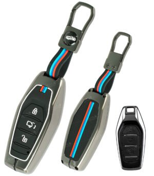 Coll of Fest Metal Silicon Key Cover Compatible for Mahindra XUV 500 3 Button Smart Key Cover Full Metal Protections Special Feature Visible in Low-Light Conditions