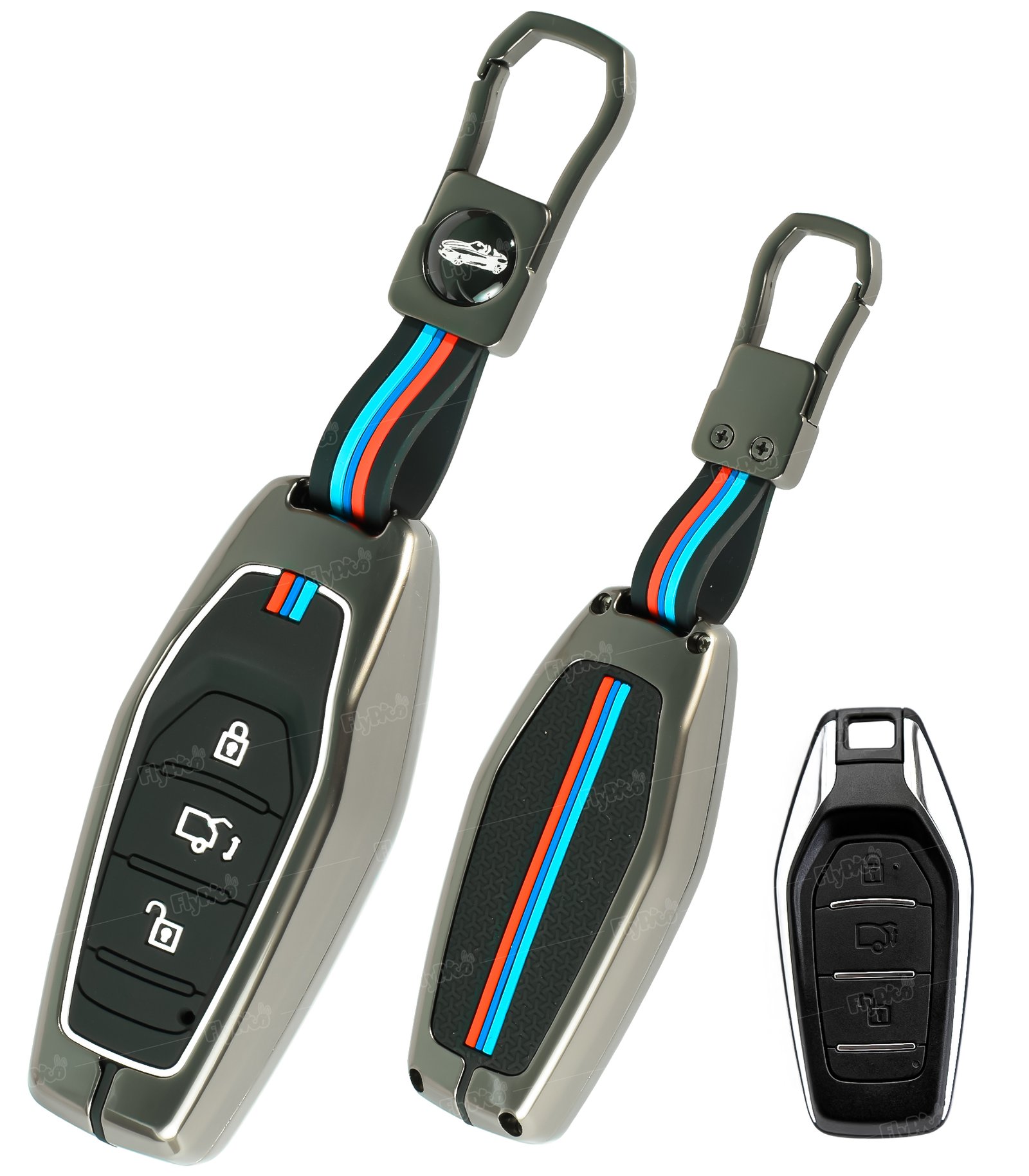 COF-MKY-MHD-KC03 Coll of Fest Metal Silicon Key Cover Compatible for Mahindra XUV 500 3 Button Smart Key Cover Full Metal Protections Special Feature Visible in Low-Light Conditions