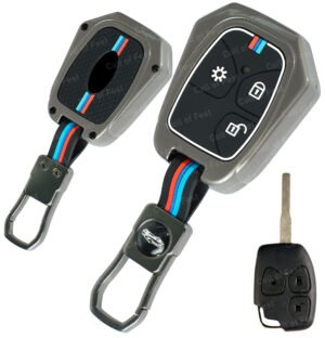 Coll of Fest® Metal Silicon Key Cover Compatible for Mahindra Xylo, Scorpio, Quanto Smart Key Cover Metal & Silicon Protection Special Feature Visible in Low-Light Conditions