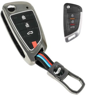 Coll of Fest Metal Silicon Key Cover Compatible with Xhorse DF Model Universal Remote 3 Button Flip Smart Key Special Feature Visible in Low-Light Conditions