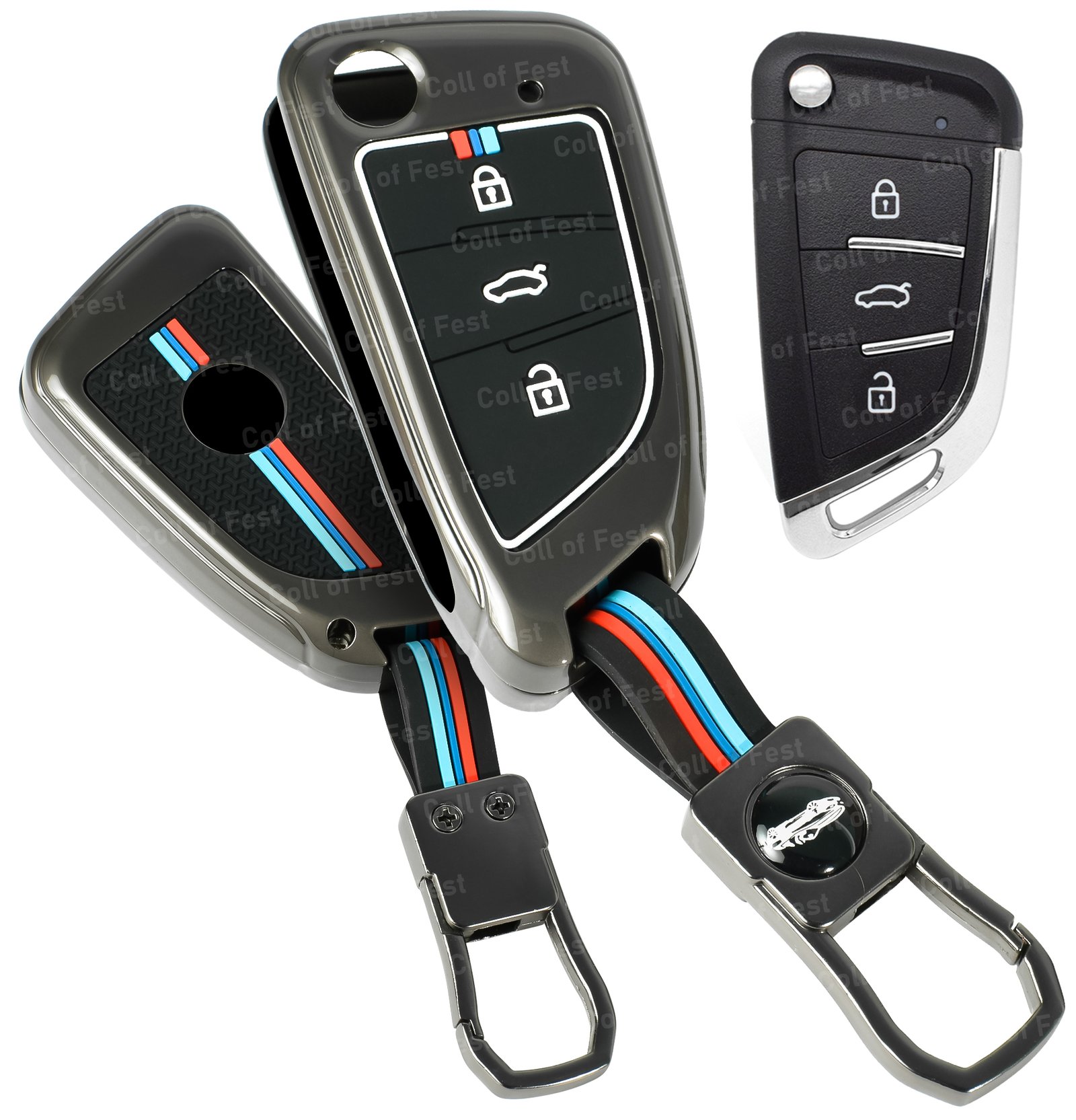 COF-MKY-MK-KC02 Coll of Fest Metal Silicon Key Cover Compatible with KEYDIY B29 Universal B Series KD Remote Car Key for Mini KD/KD-X2/KD-MAX 3 Button Flip Smart Key Special Feature Visible in Low-Light Conditions