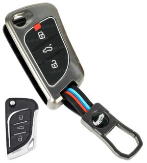 Coll of Fest Metal Silicon Key Cover Compatible with KD/Xhorse LX-B30 Universal Remote 3 Button Flip Smart Key Special Feature Visible in Low-Light Conditions