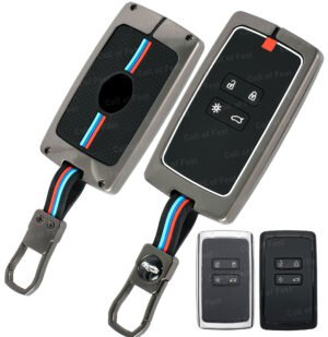 Coll of Fest® Metal Silicon Key Cover Compatible for Renault Triber | Kiger 4 Button Smart Key Cover Metal & Silicon Protection Special Feature Visible in Low-Light Conditions