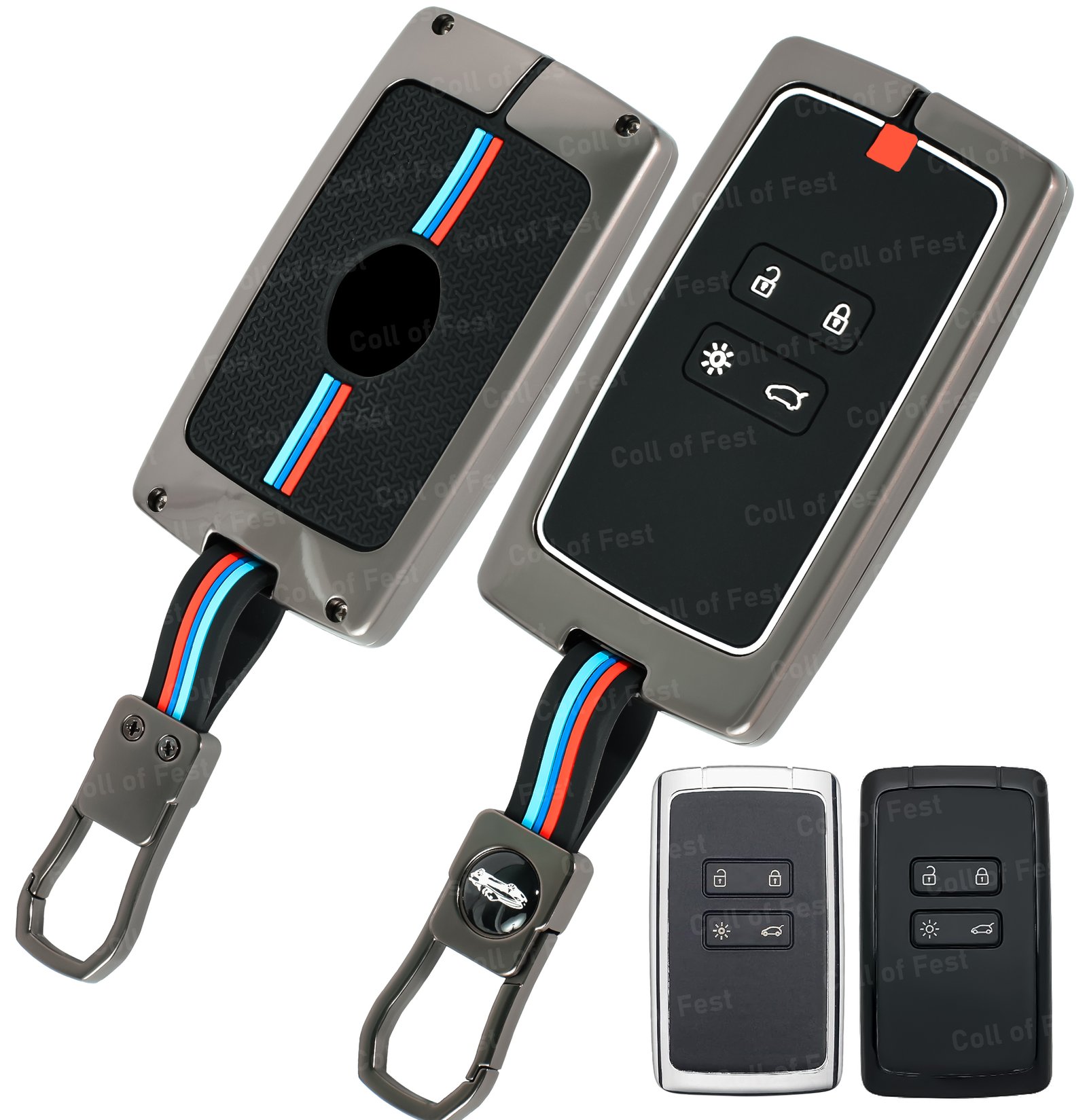 COF-MKY-RN-KC02 Coll of Fest® Metal Silicon Key Cover Compatible for Renault Triber | Kiger 4 Button Smart Key Cover Metal & Silicon Protection Special Feature Visible in Low-Light Conditions