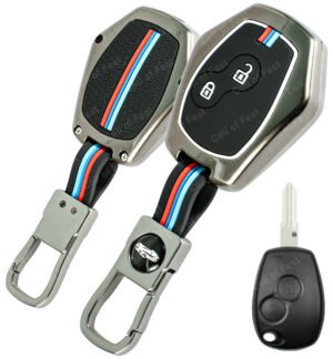 FlyPico Metal Silicon Car Key Cover Compatible with Renault Logan, Duster, Verito, Lodgy 2 Button Smart Key Special Feature Visible in Low-Light Condition