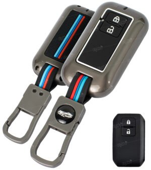 Coll of Fest Metal Silicon Key Cover Compatible with Maruti Suzuki jimny Baleno Grand Vitara XL6 Swift New Brezza 2022 Ertiga Dzire 2 Button Key Special Feature Visibilitye in Low-Ligh Condition